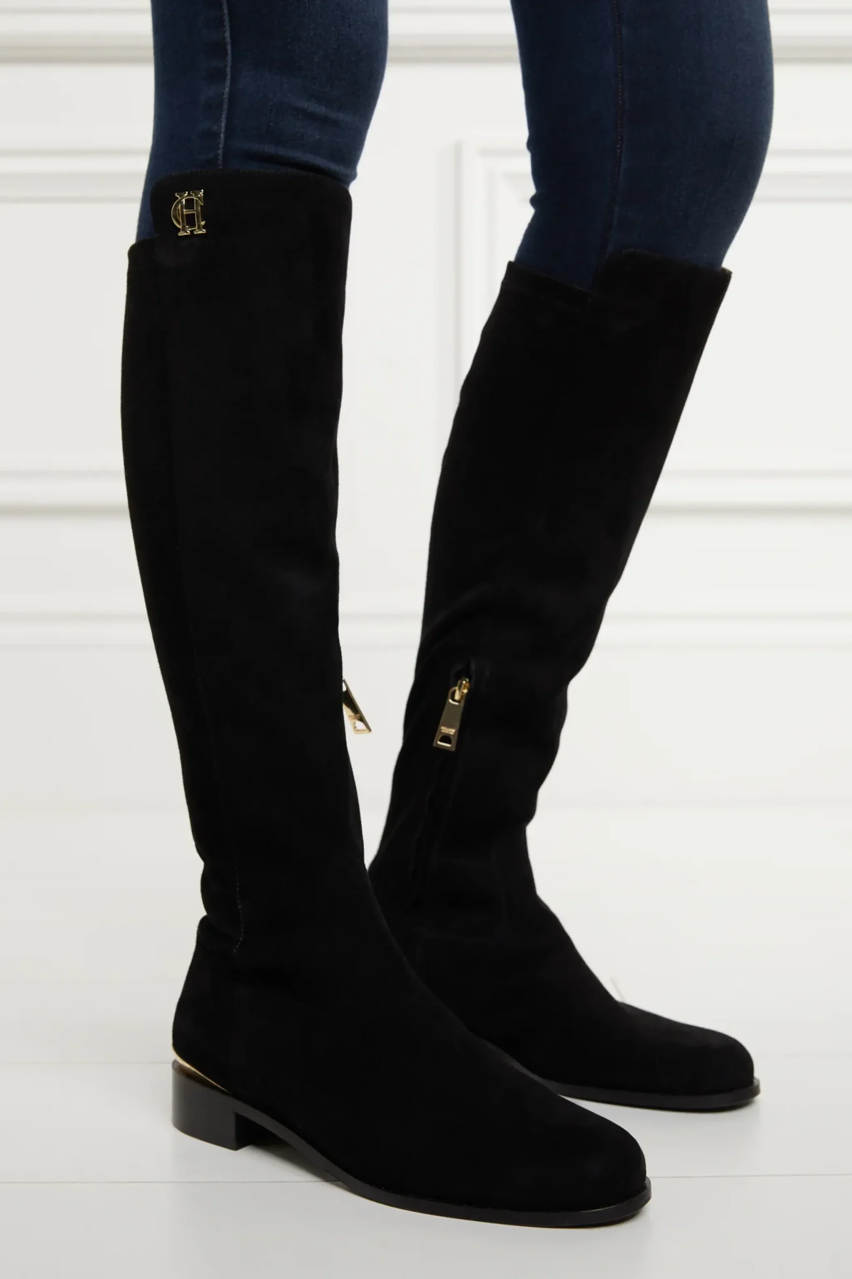 Holland Cooper Albany Knee Boot Black Hot