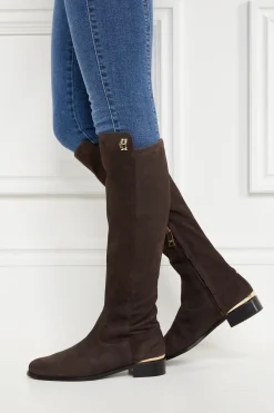 Holland Cooper Albany Knee Boot Chocolate Suede Best