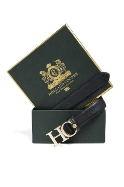 Holland Cooper Atelier Slim Logo Belt Black