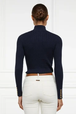 Holland Cooper Ava Half Zip Knit Ink Navy New