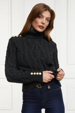 Holland Cooper Belgravia Cable Knit Dark Grey Marl