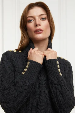 Holland Cooper Belgravia Cable Knit Dark Grey Marl