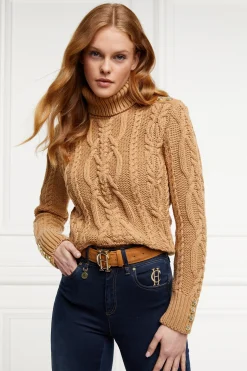 Holland Cooper Belgravia Cable Knit Camel Discount