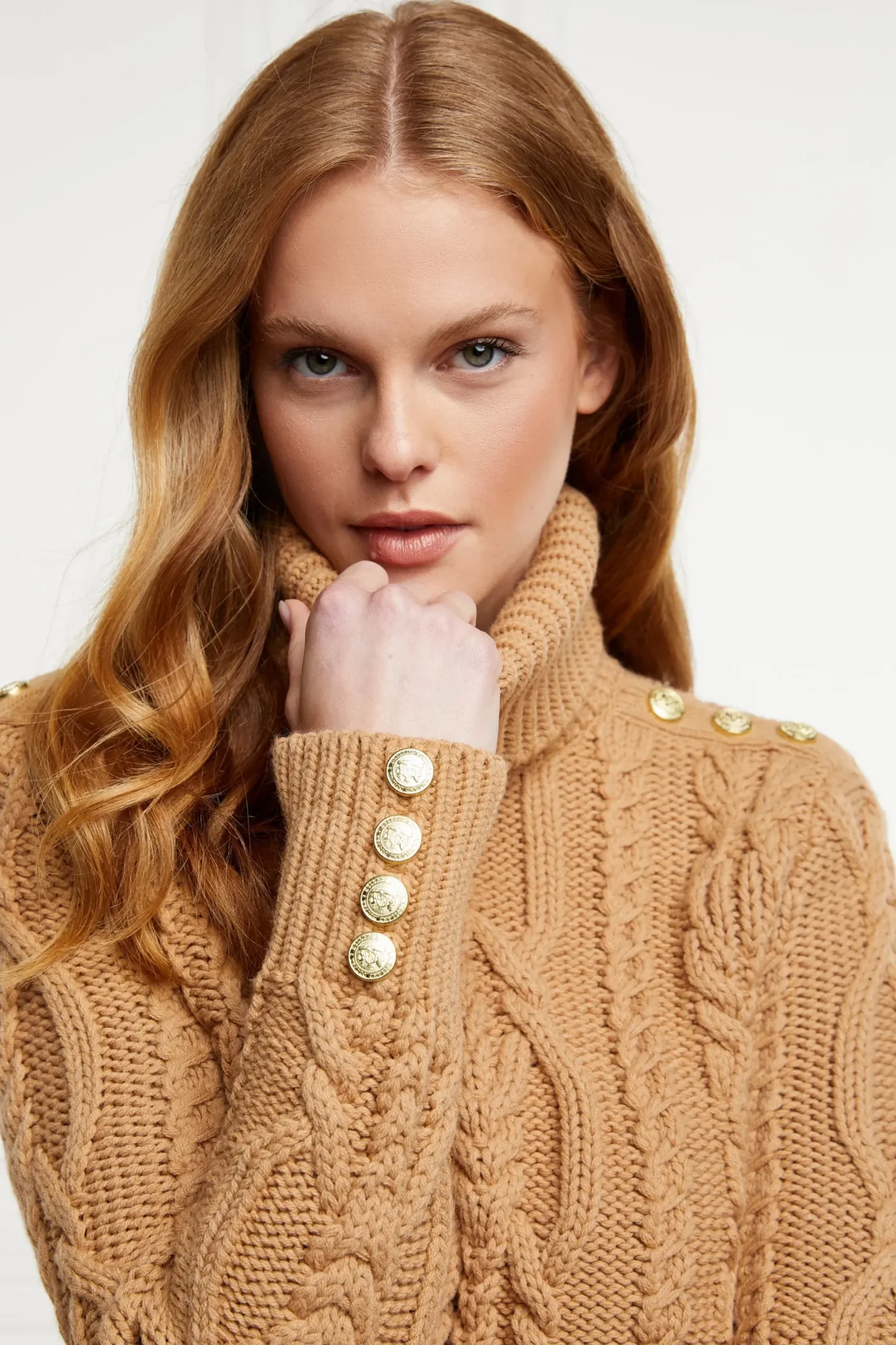 Holland Cooper Belgravia Cable Knit Camel Discount