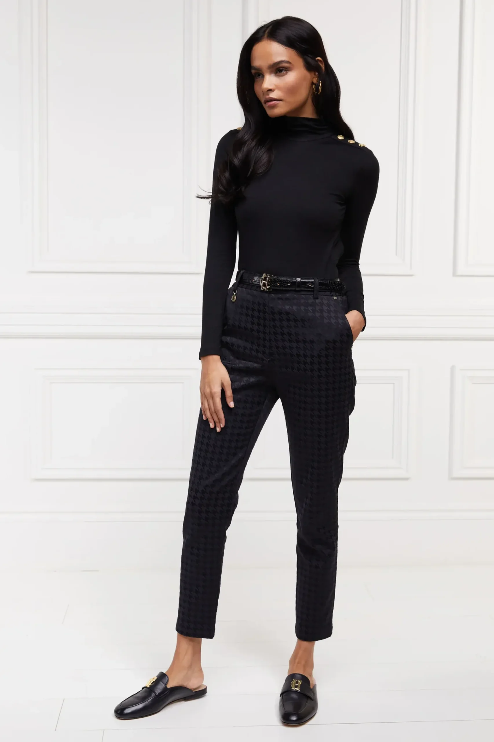 Holland Cooper Bexley Tailored Trouser Houndstooth Jacquard Online