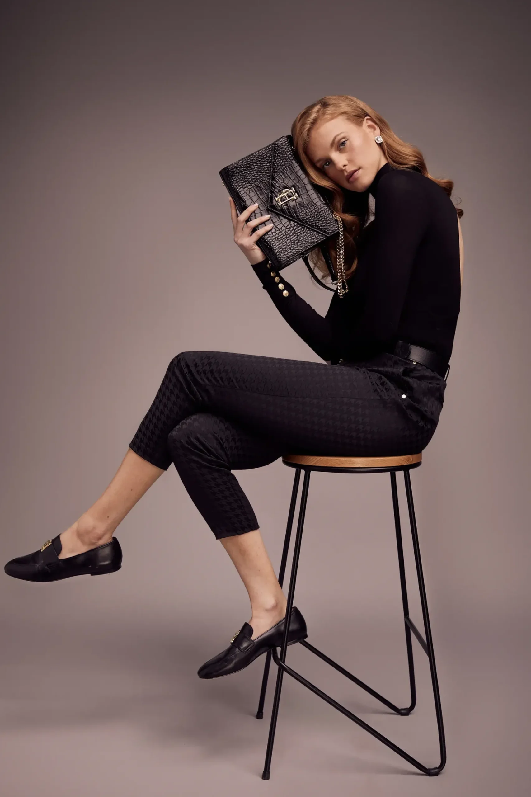 Holland Cooper Bexley Tailored Trouser Houndstooth Jacquard Online