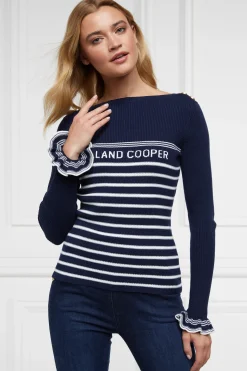 Holland Cooper Bretton Boat Neck Knit Ink Navy Discount