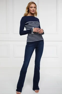 Holland Cooper Bretton Boat Neck Knit Ink Navy Discount