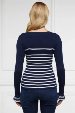 Holland Cooper Bretton Boat Neck Knit Ink Navy Discount