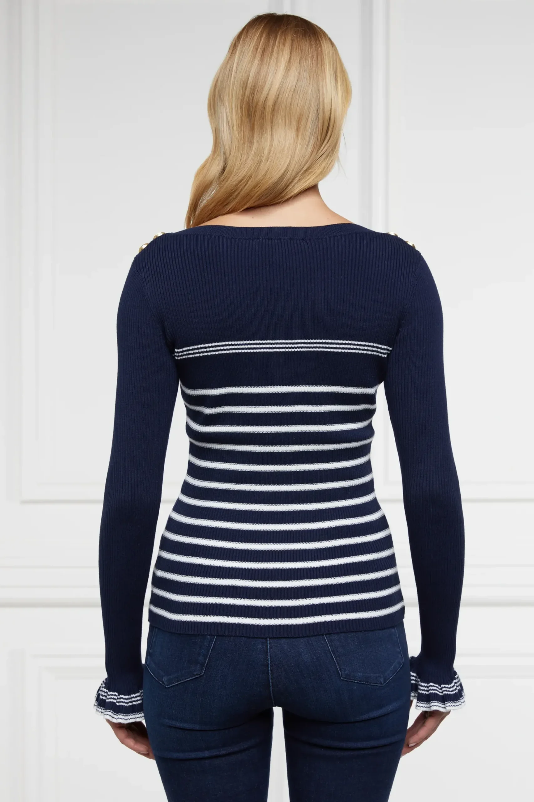 Holland Cooper Bretton Boat Neck Knit Ink Navy Discount
