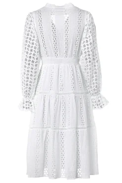 Holland Cooper Broderie Lace V-Neck Dress