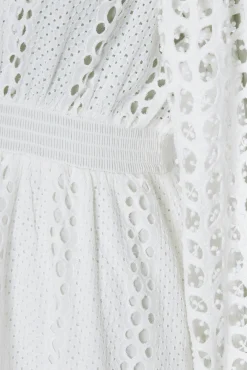 Holland Cooper Broderie Lace V-Neck Midi Dress Clearance