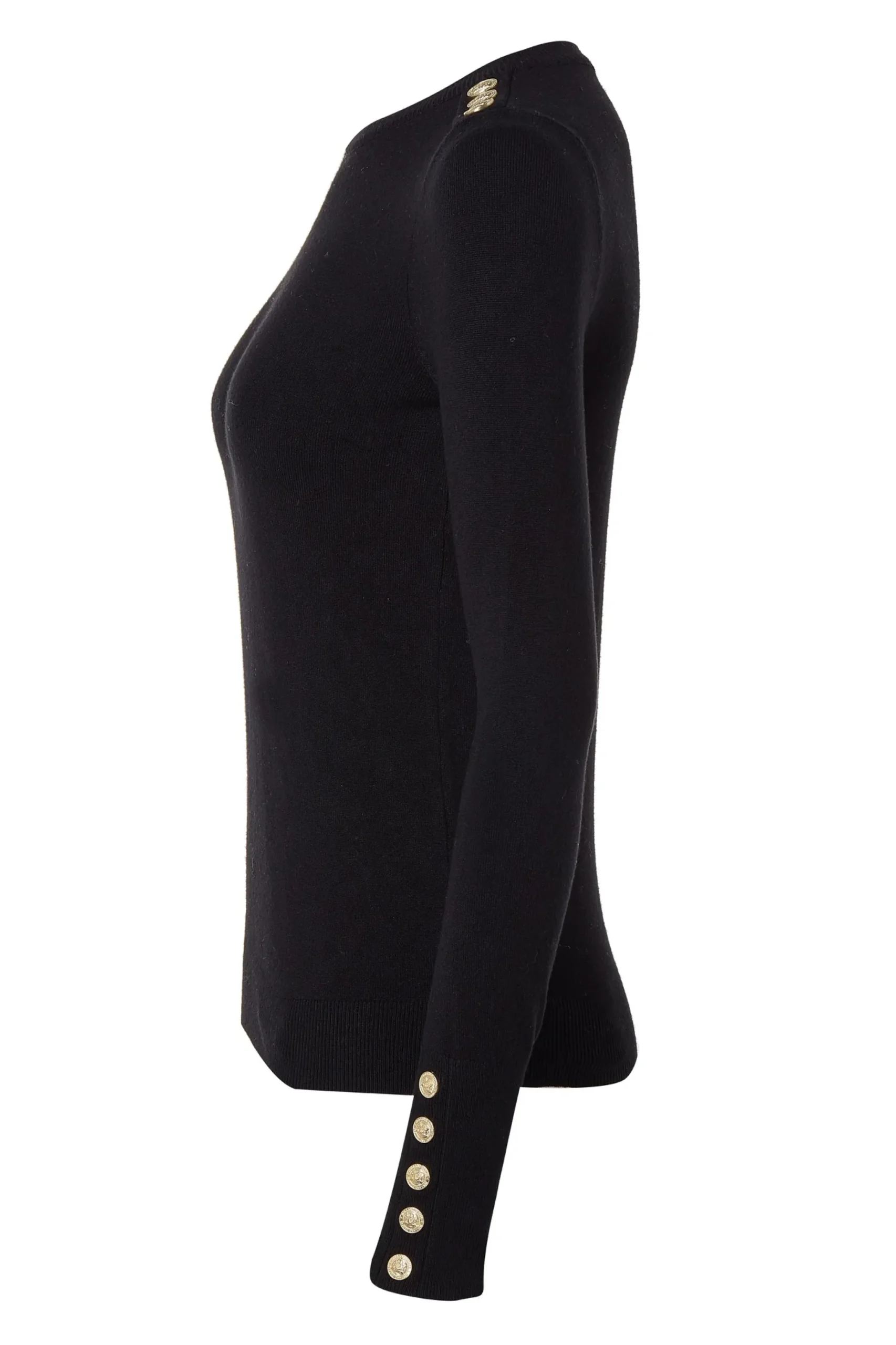 Holland Cooper Buttoned Knit Crew Neck Black Clearance