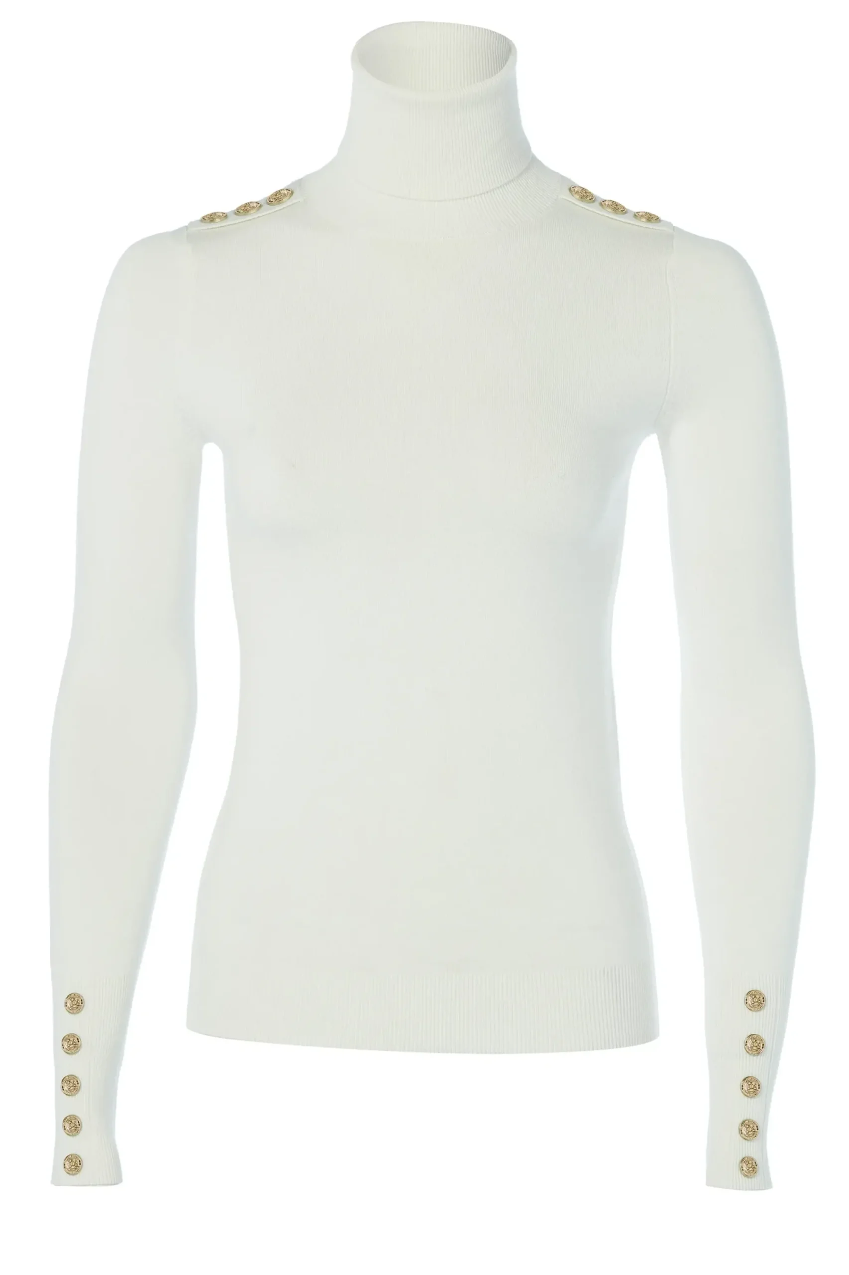 Holland Cooper Buttoned Knit Roll Neck Cream Clearance