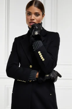 Holland Cooper Cashmere Lined Faux Trim Leather Gloves Clearance