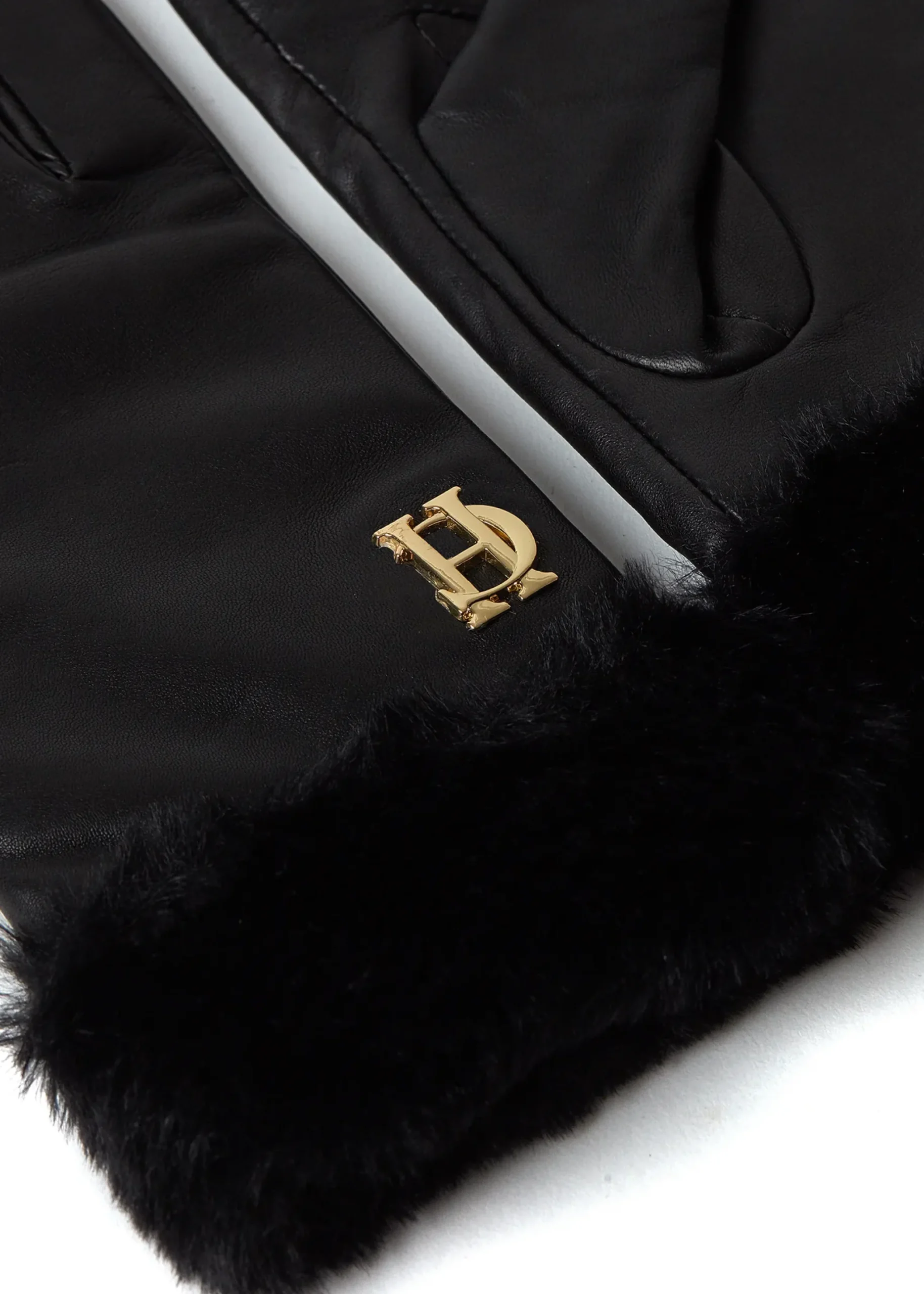 Holland Cooper Cashmere Lined Faux Trim Leather Gloves Clearance