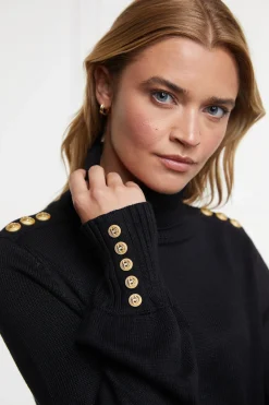 Holland Cooper Chamonix Roll Neck Knit Black New