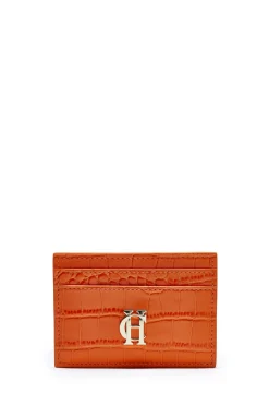 Holland Cooper Chelsea Card Holder Orange Croc Discount