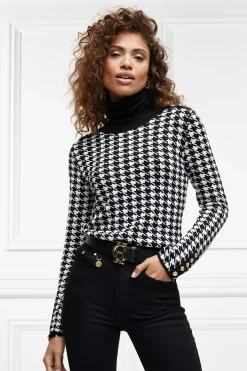 Holland Cooper Classic Roll Neck Knit Houndstooth Sale