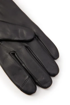 Holland Cooper Contrast Leather Gloves Black Tan Sale