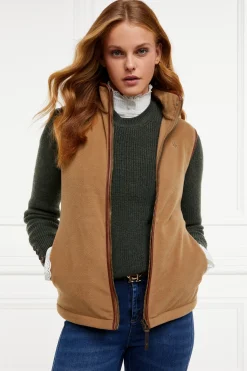 Holland Cooper Country Fleece Gilet Coffee Sale