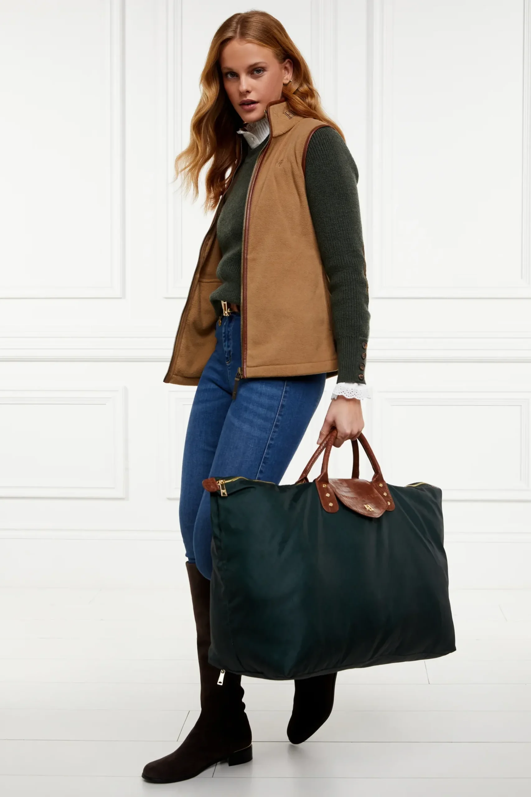 Holland Cooper Country Fleece Gilet Coffee Sale