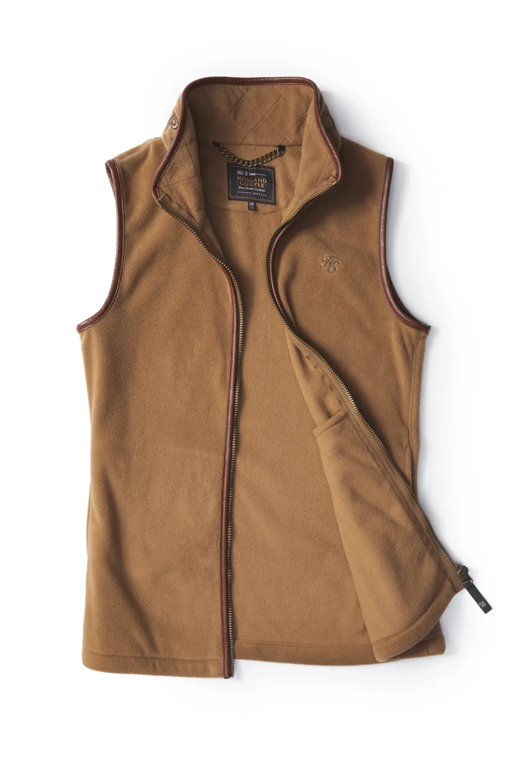 Holland Cooper Country Fleece Gilet Coffee Sale