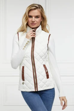 Holland Cooper Country Quilted Gilet Cream Outlet