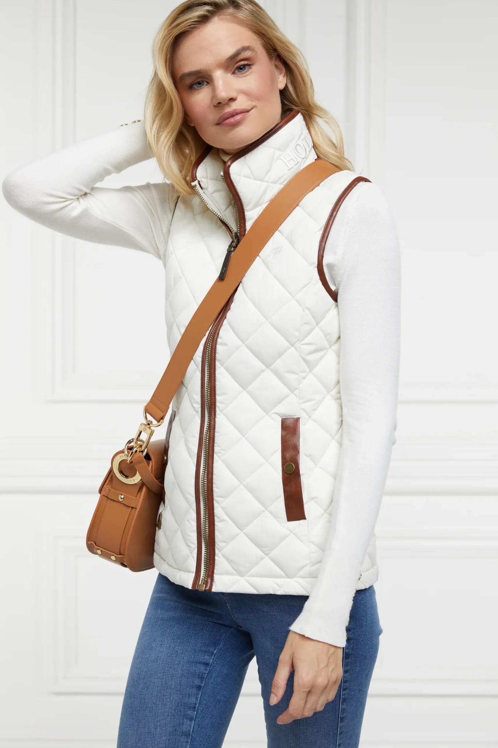 Holland Cooper Country Quilted Gilet Cream Outlet