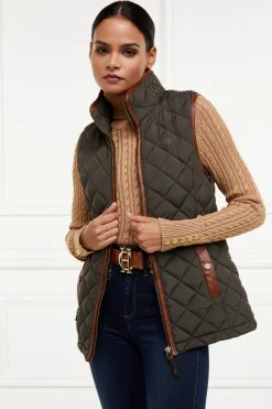 Holland Cooper Country Quilted Gilet Heritage Khaki Clearance