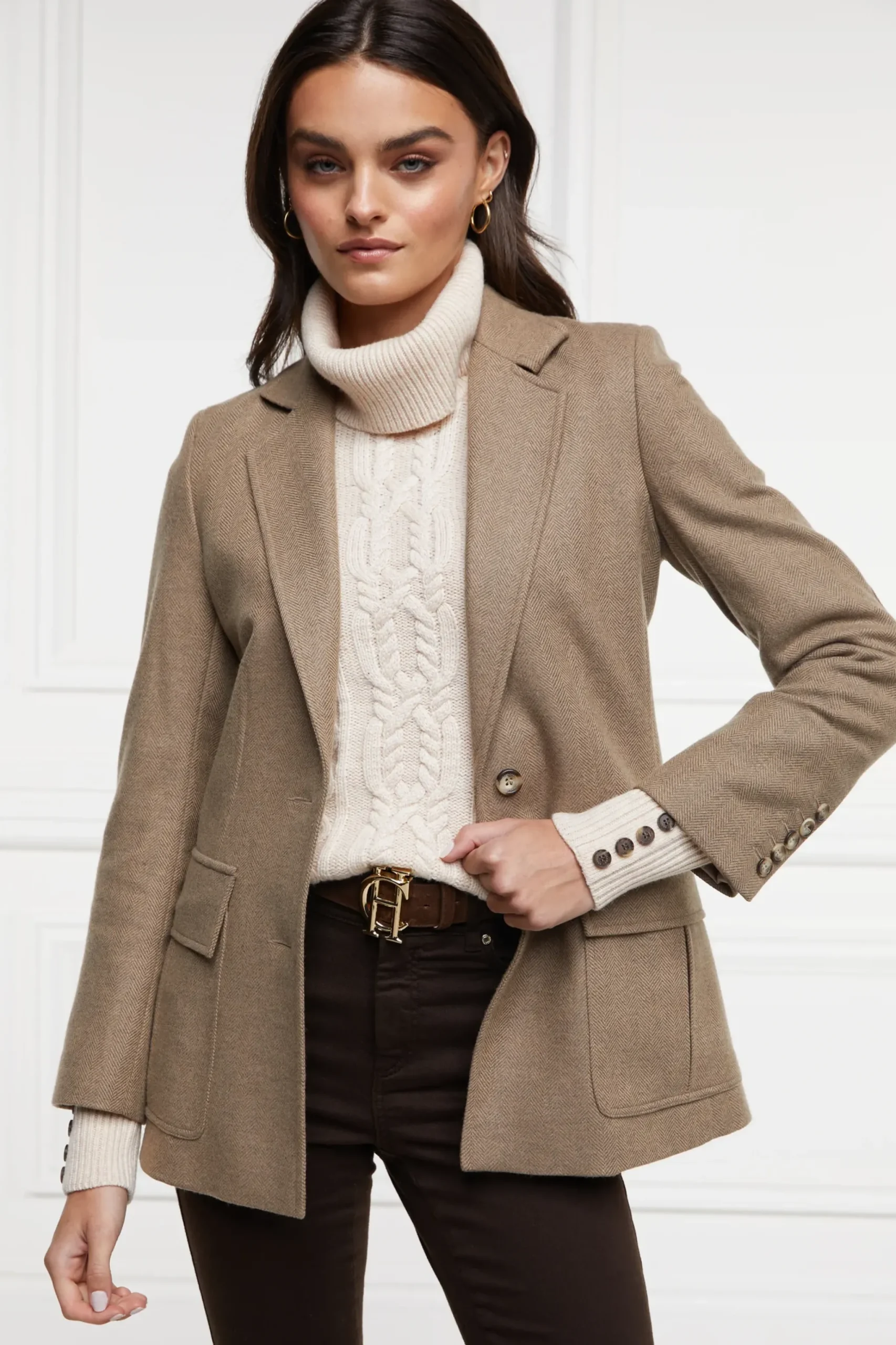 Holland Cooper Country Roll Neck Knit Oatmeal Discount