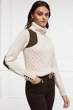 Holland Cooper Country Roll Neck Knit Oatmeal Discount