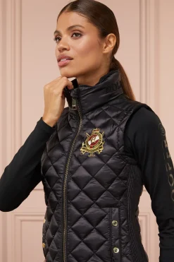 Holland Cooper Diamond Quilt Classic Gilet Black Clearance