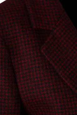 Holland Cooper Double Breasted Blazer Deep Red Houndstooth