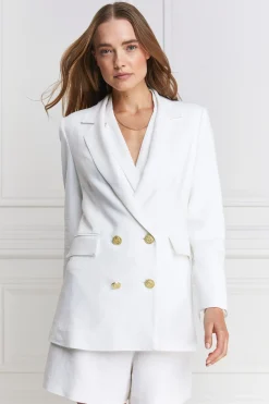 Holland Cooper Double Breasted Blazer Oyster Linen Online