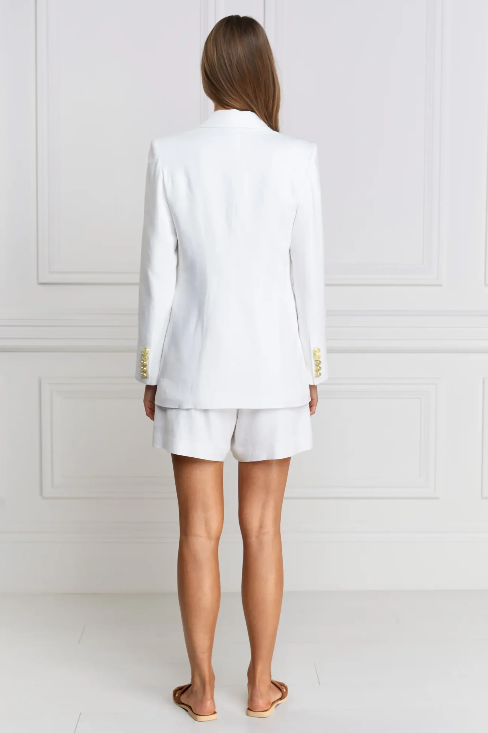 Holland Cooper Double Breasted Blazer Oyster Linen Online