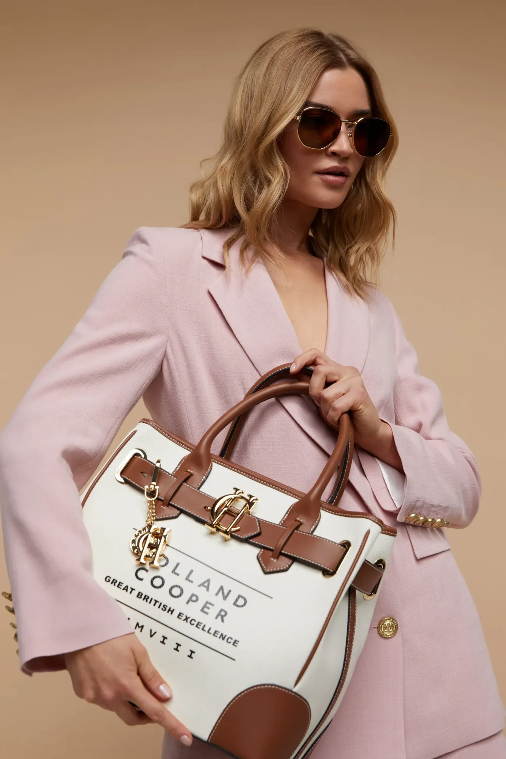 Holland Cooper Double Breasted Blazer Pink Linen Best