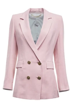 Holland Cooper Double Breasted Blazer Pink Linen Best