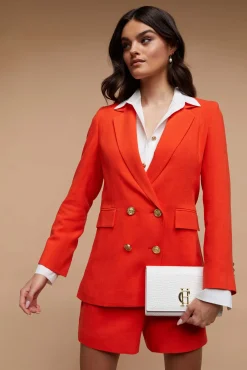 Holland Cooper Double Breasted Blazer Neroli Linen Hot
