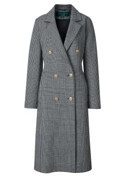 Holland Cooper Double Breasted Coat Prince of Wales Mono New