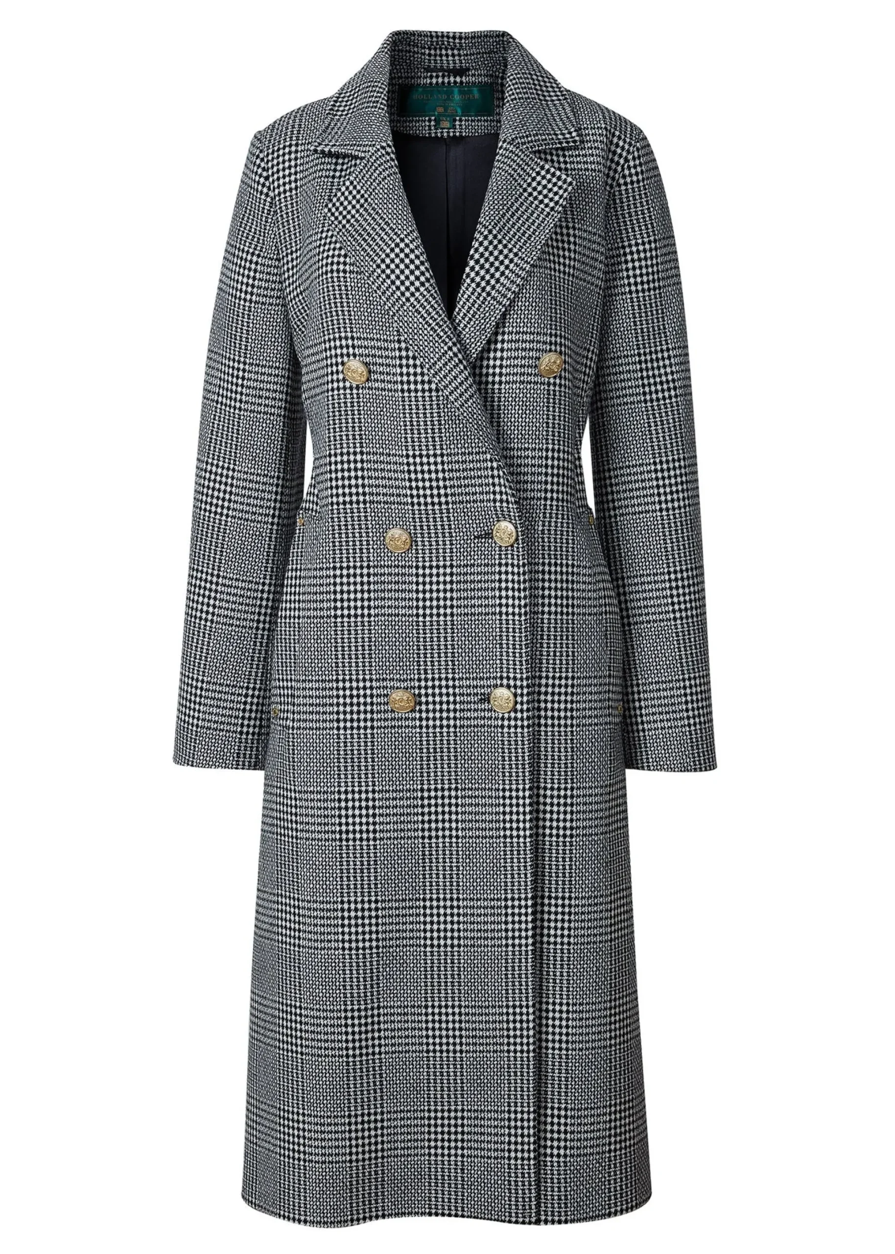 Holland Cooper Double Breasted Coat Prince of Wales Mono New