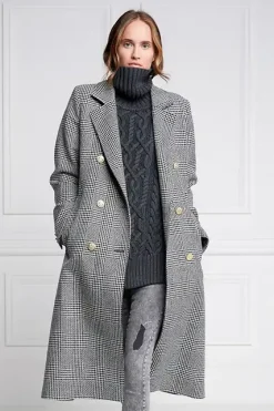 Holland Cooper Double Breasted Coat Prince of Wales Mono New