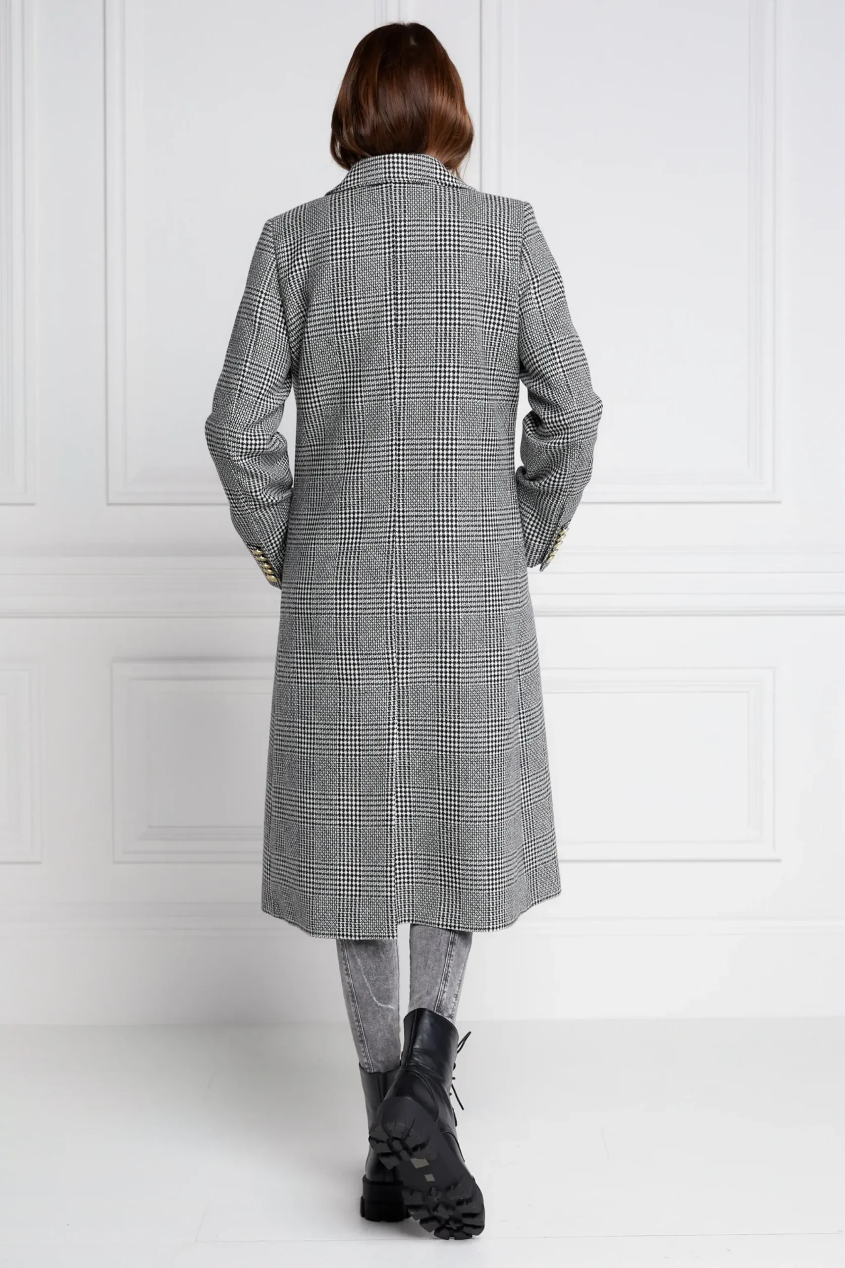 Holland Cooper Double Breasted Coat Prince of Wales Mono New