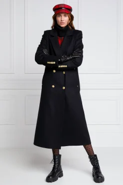 Holland Cooper Double Breasted Coat Soft Black Online