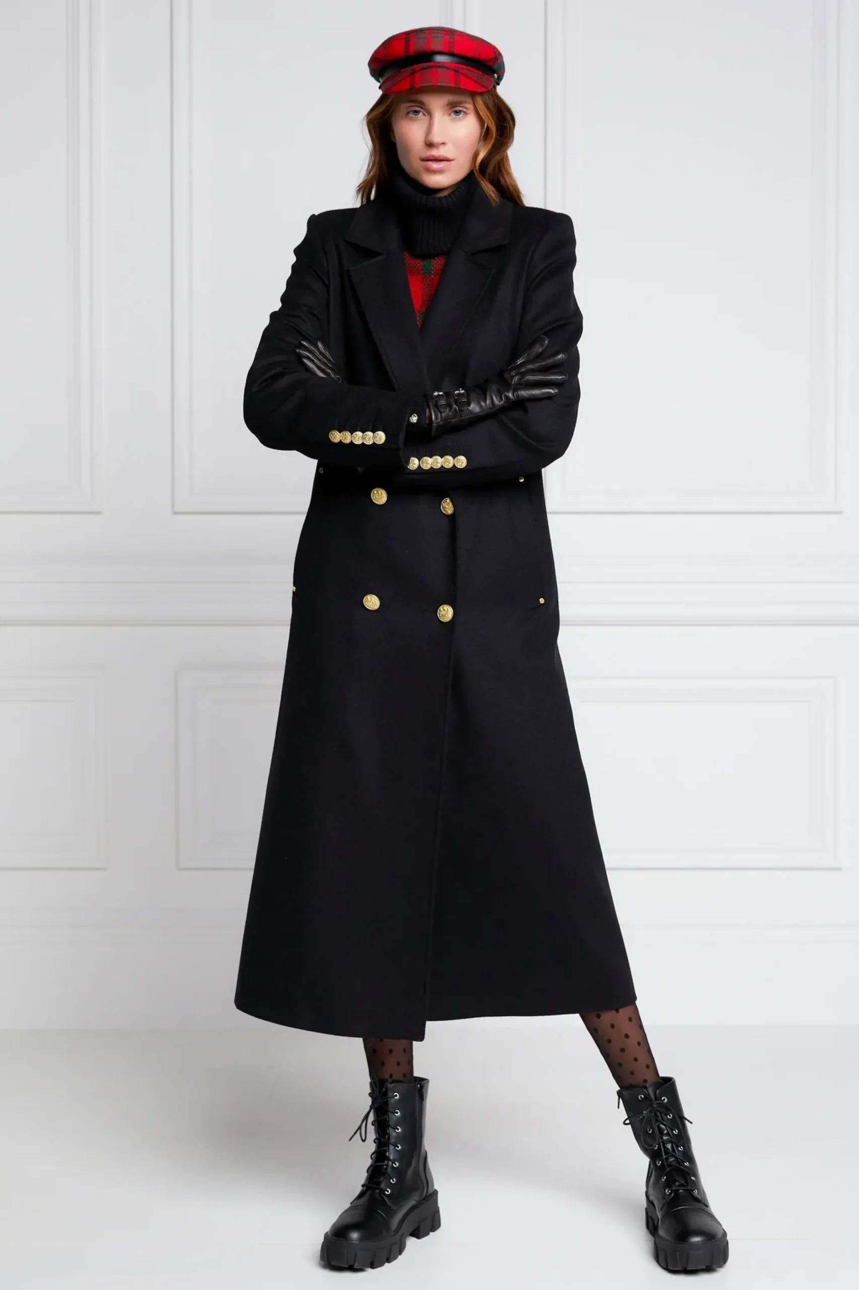 Holland Cooper Double Breasted Coat Soft Black Online