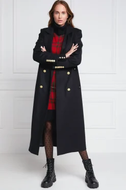 Holland Cooper Double Breasted Coat Soft Black Online