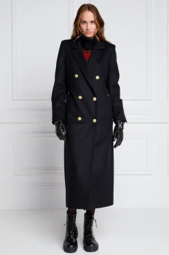 Holland Cooper Double Breasted Coat Soft Black Online