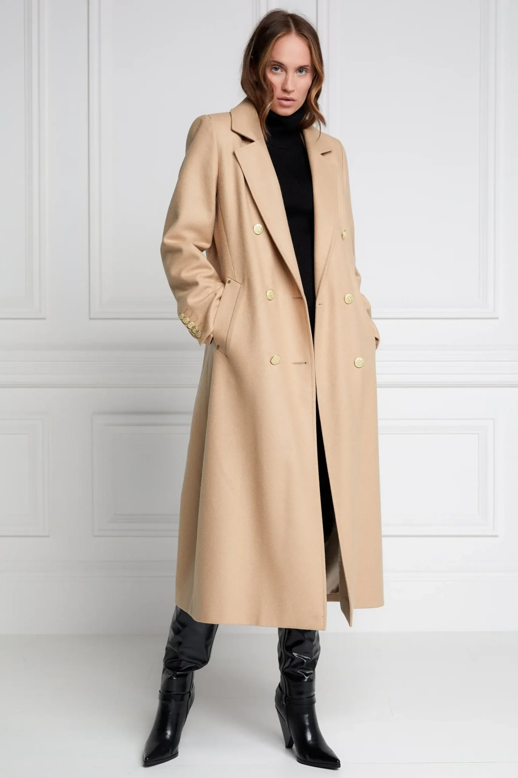 Holland Cooper Double Breasted Coat Camel Outlet
