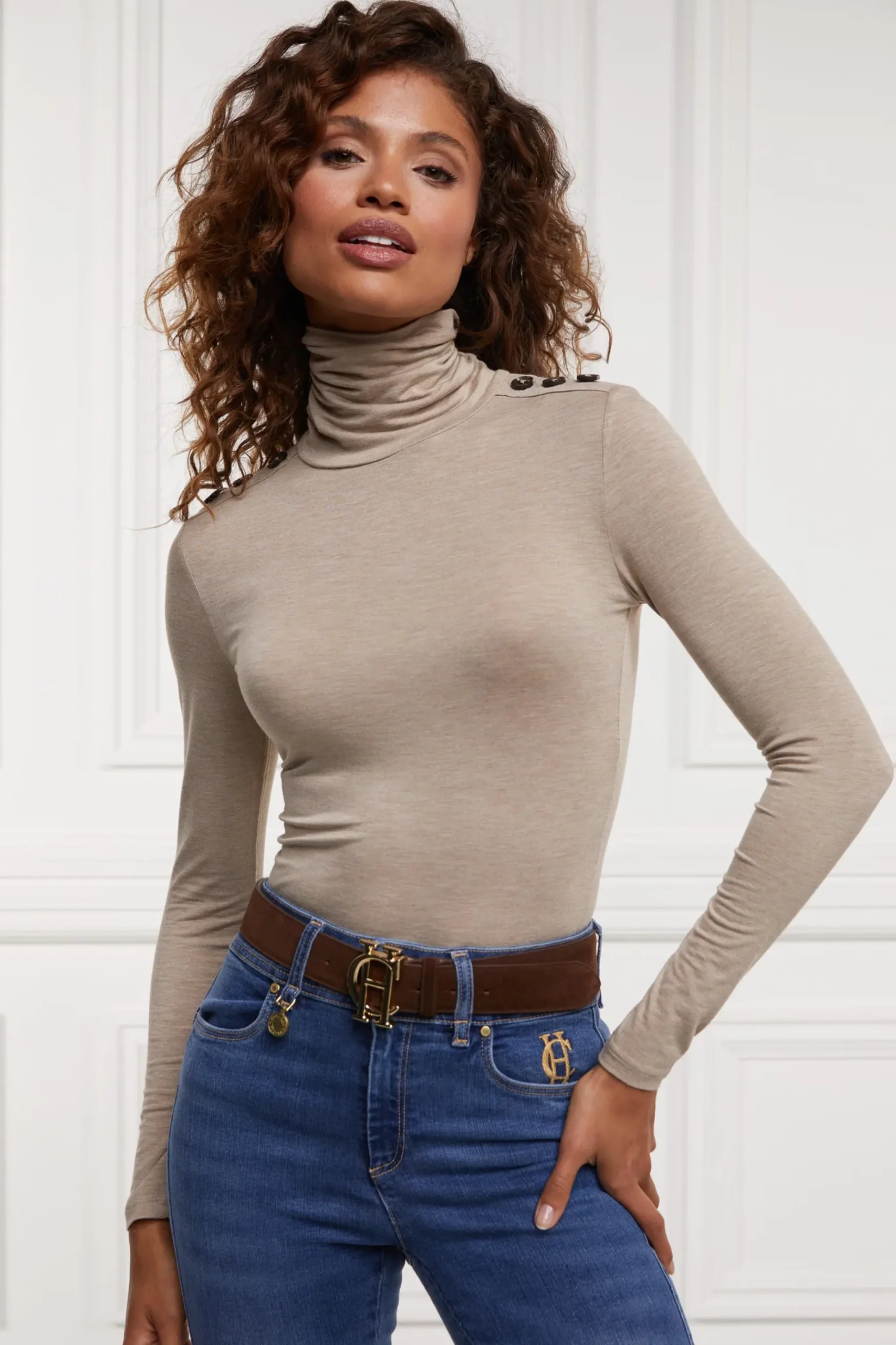 Holland Cooper Essential Roll Neck Oatmeal