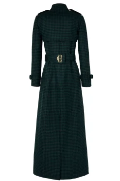 Holland Cooper Full Length Marlborough Trench Coat Emerald Houndstooth Hot